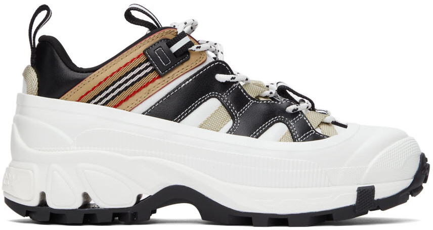 

Белые кроссовки Arthur в полоску со значком Burberry