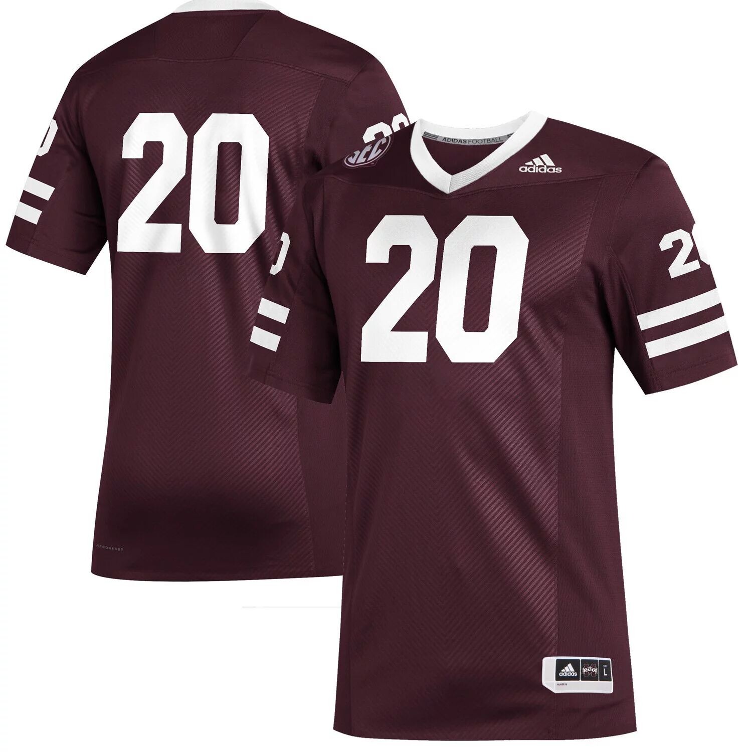 

Мужская футбольная майка Adidas #20 Maroon Mississippi State Bulldogs Premier Strategy Football Джерси