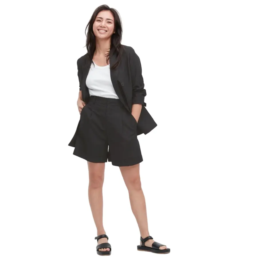 

Шорты Uniqlo Linen Blend High Waisted, черный