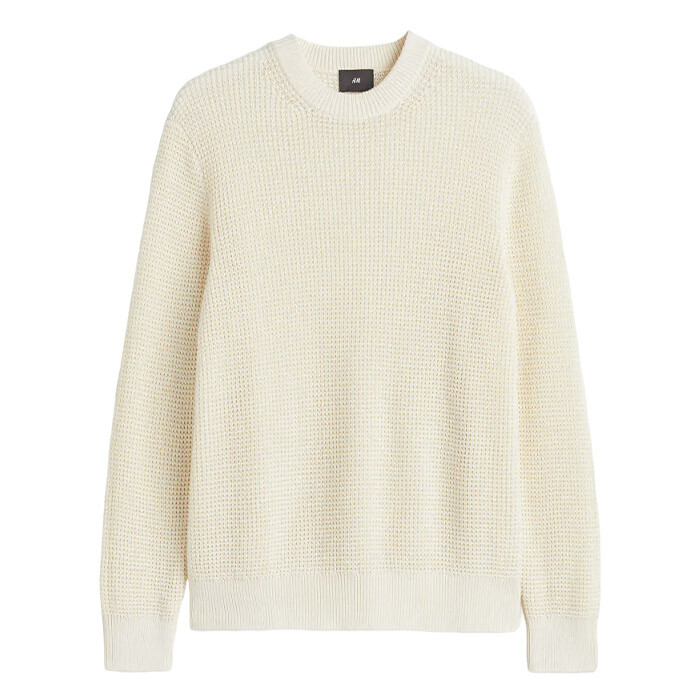 

Джемпер H&M Regular Fit Waffle-knit, кремовый, Бежевый