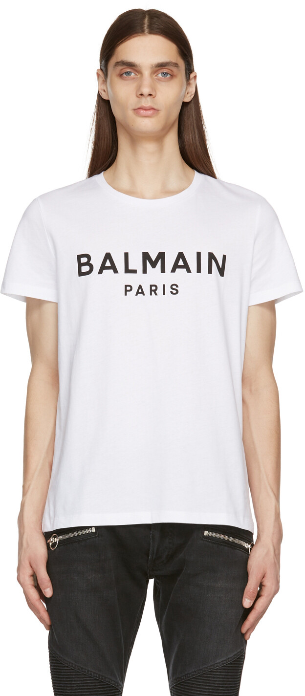 

Белая футболка с логотипом Balmain