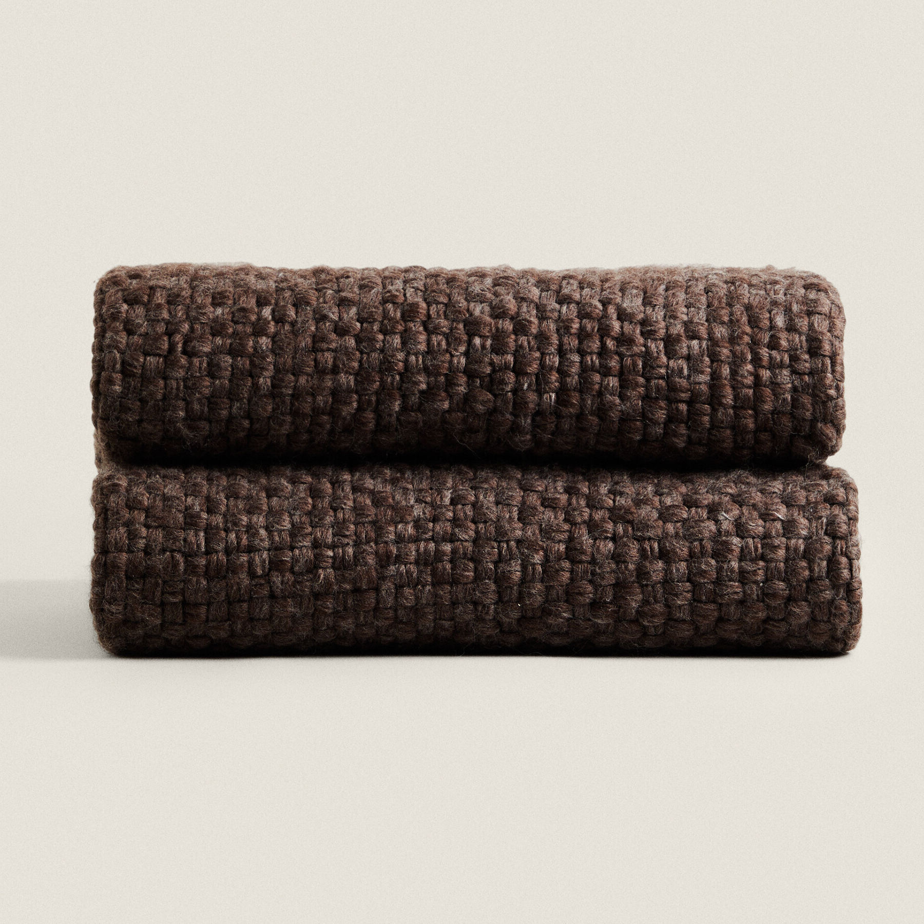 Плед Zara Home Fringed Knit Throw, коричневый
