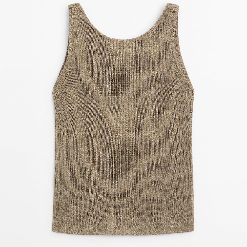 Топ Massimo Dutti Knit Strappy, светло-коричневый