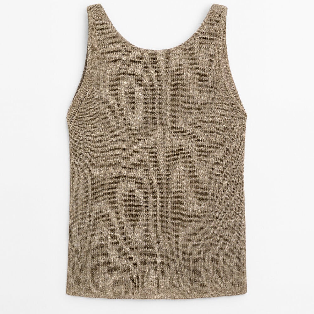 

Топ Massimo Dutti Knit Strappy, светло-коричневый