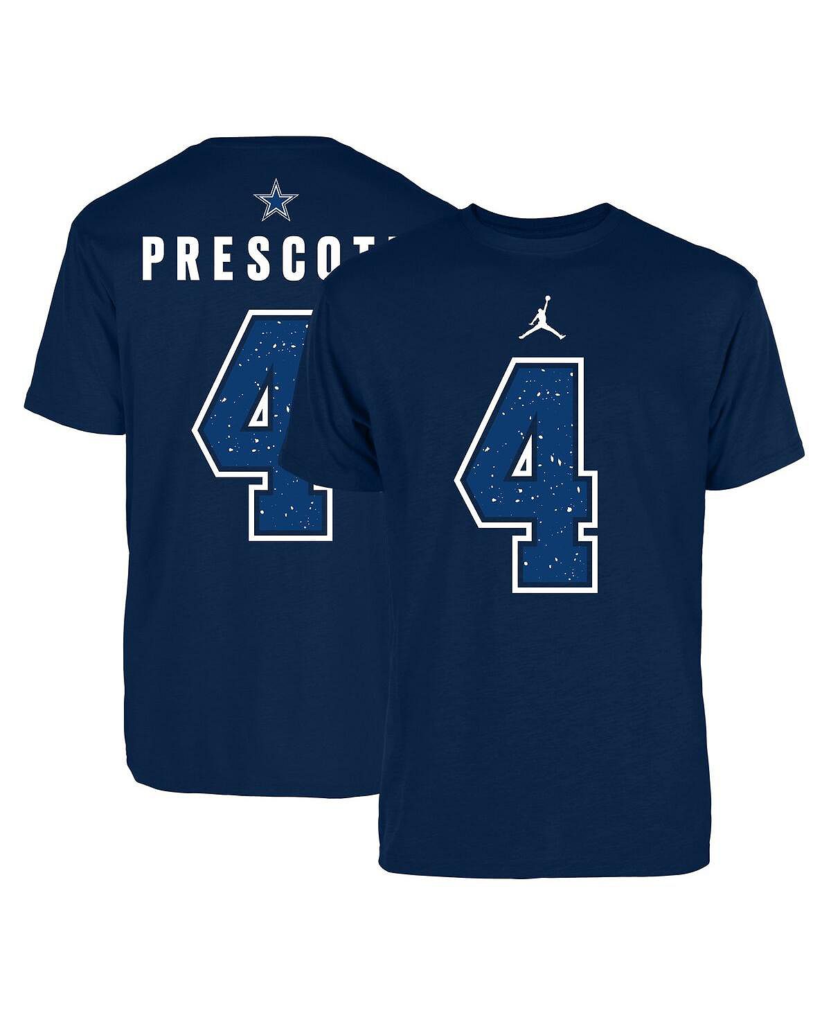Мужская брендовая футболка dak prescott navy dallas cowboys с именем и номером Jordan, синий prescott richard officially dead