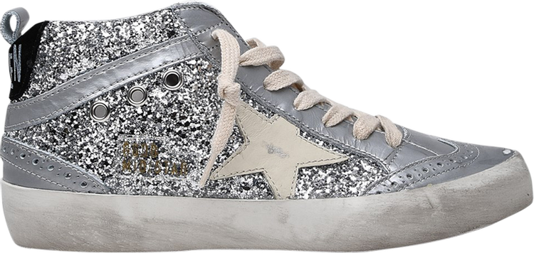 Кроссовки Golden Goose Wmns Mid Star Silver Glitter, серебряный