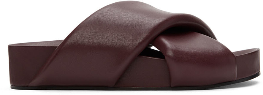 

Бордовые шлепанцы оверсайз с запахом Jil Sander