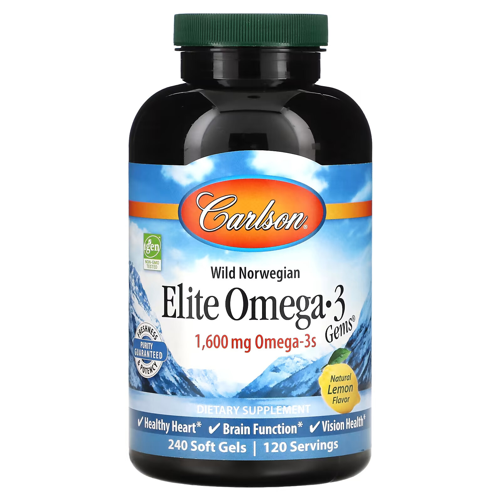 Carlson, Elite Omega-3 Gems, отборные омега-3 кислоты, натуральный лимонный  вкус, 800 мг, 240 мягких таблеток – купить из-за границы через сервис  «CDEK.Shopping»