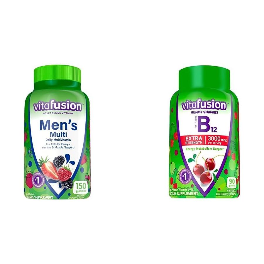 Витамины Vitafusion Adult Multivitamins for Men & Extra Strength Vitamin B12, 150 + 90 жевательных таблеток конфеты крем йогурт со вкусом ягод konti