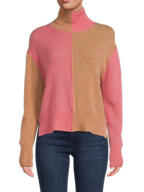 

Кашемировый Cвитер Saks Fifth Avenue с высоким воротником, classic camel