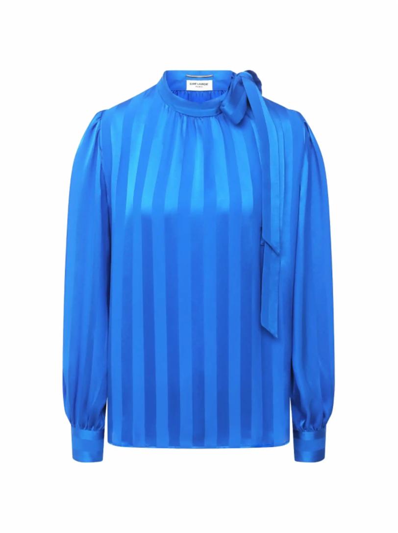 Шелковая блузка Saint Laurent блузка прямого кроя из вискозы на пуговицах