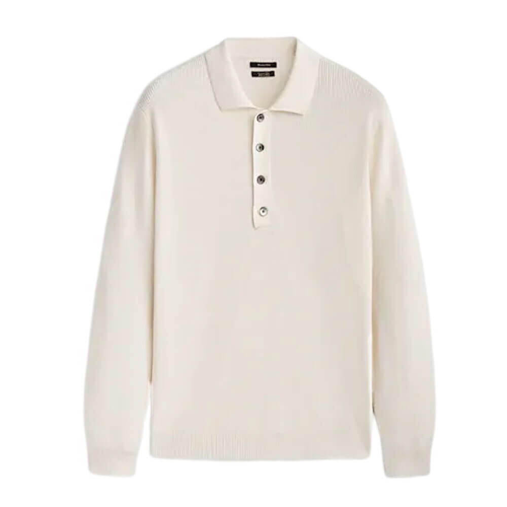 

Свитер Massimo Dutti Textured Cotton Polo, кремовый