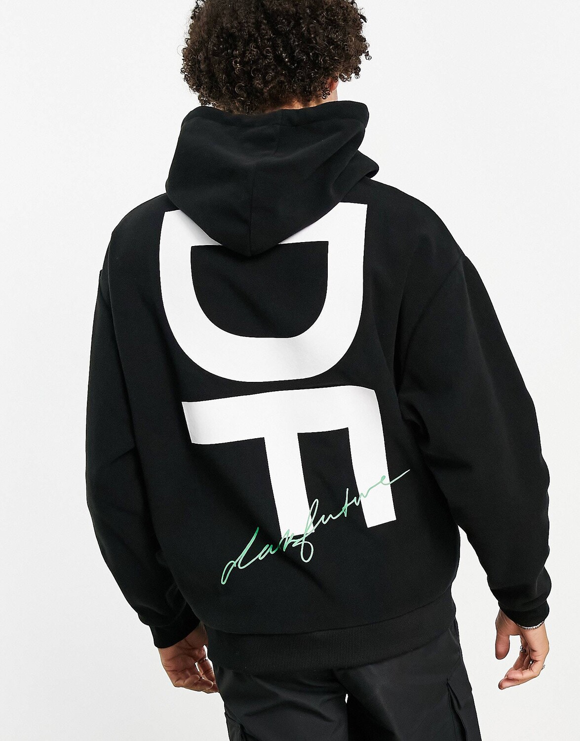 

Черная толстовка оверсайз из полярного флиса с крупным принтом на спине ASOS Dark Future, Черный