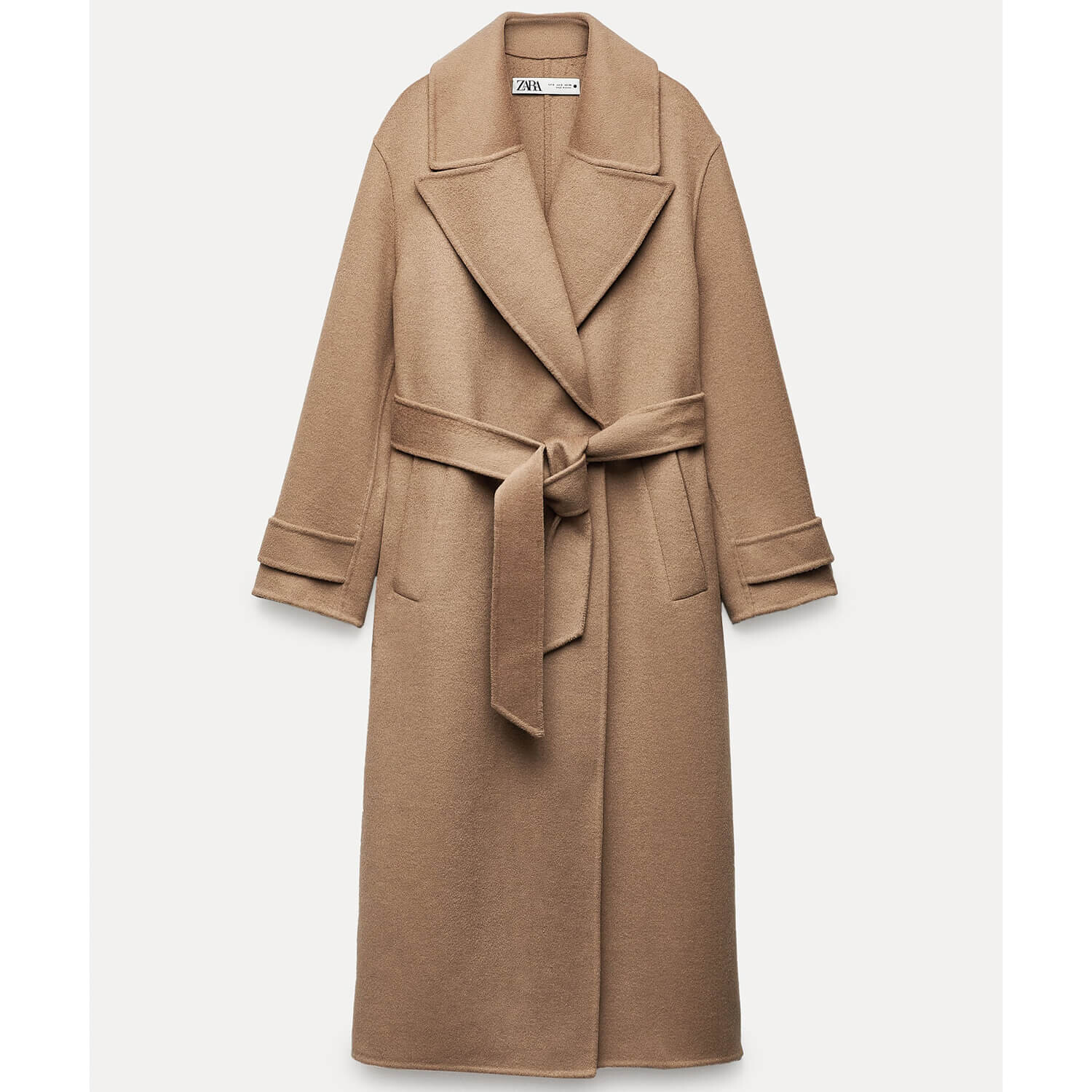 

Пальто Zara ZW Collection Double-Faced Wool Blend, темно-бежево-коричневый