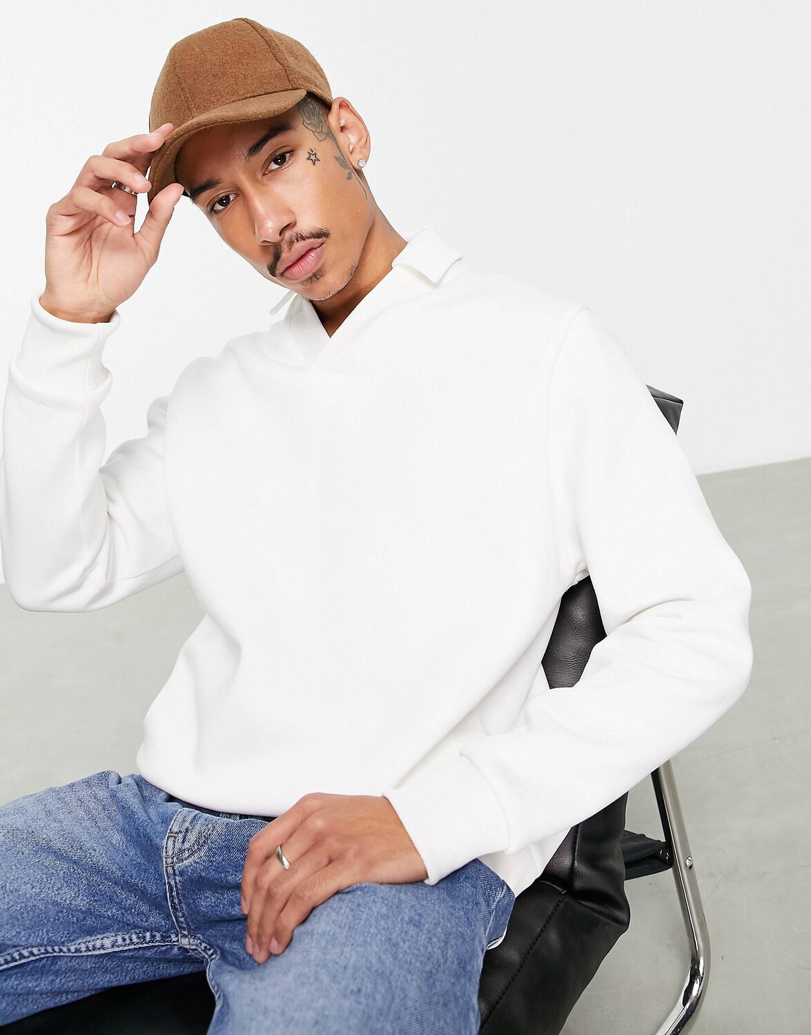 

Белая толстовка поло оверсайз ASOS DESIGN, Белый