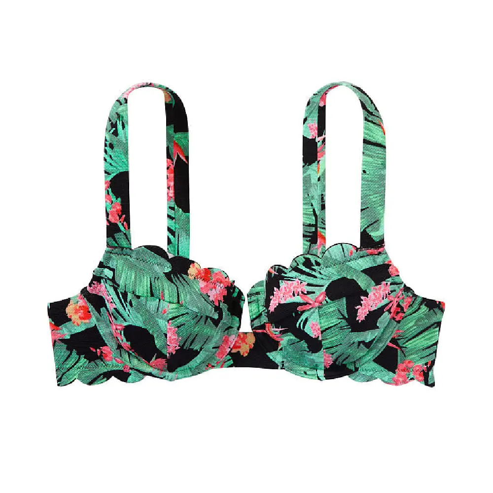 

Лиф бикини Victoria's Secret Scallop Full Coverage, зеленый/черный