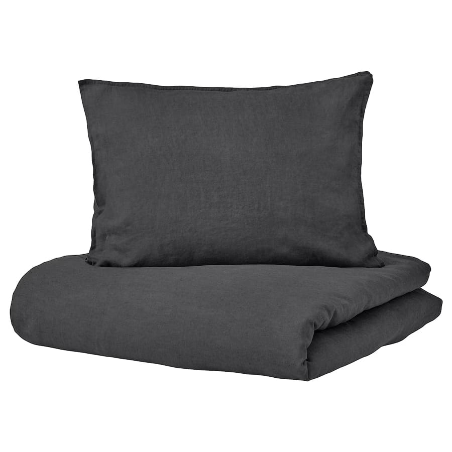 комплект постельного белья ikea luktjasmin 3 предмета темно серый Комплект постельного белья Ikea Dytag, 2 предмета, 150x200/50x60 см, темно-серый