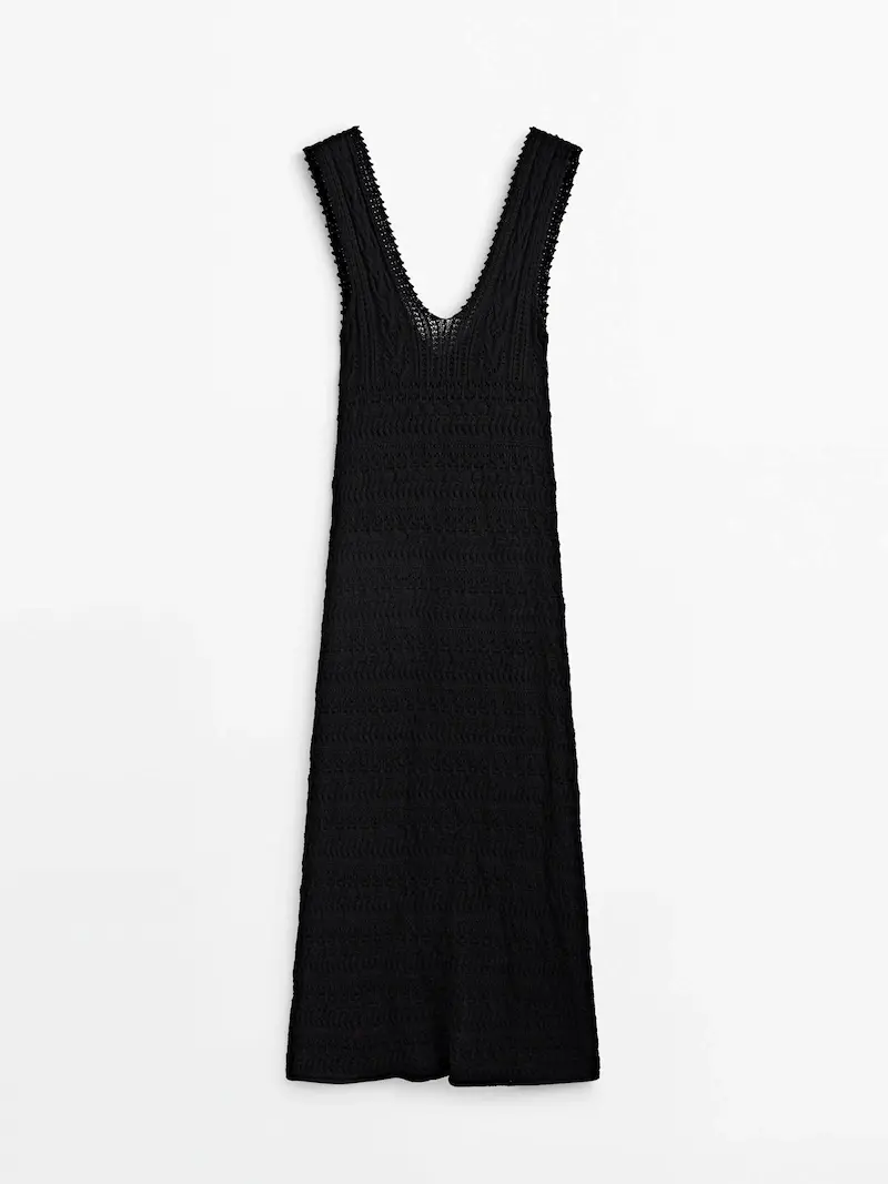

Платье Massimo Dutti Crochet Knit With Buttons At The Back - Studio, черный