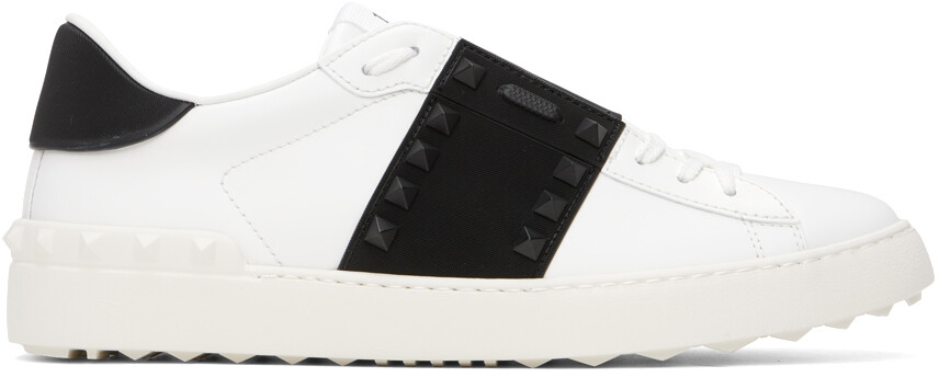 

Бело-черные кроссовки Rockstud Untitled из телячьей кожи Valentino Garavani