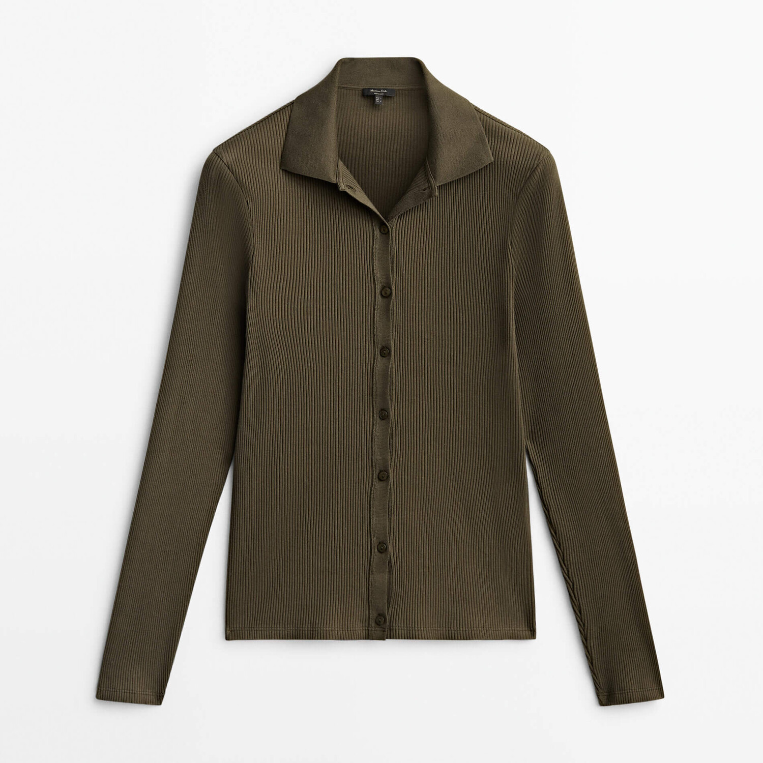 

Рубашка Massimo Dutti Ribbed Polo Collar, хаки (Размер M)