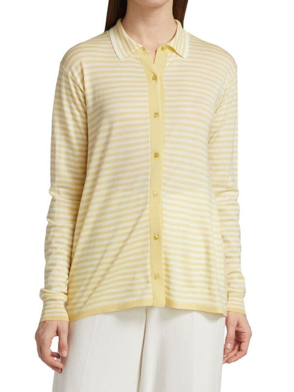 

Полосатый вязаный кардиган на пуговицах vinci Max Mara Yellow