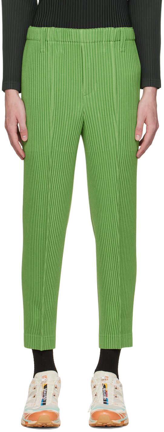 

Зеленые брюки из керси со складками Homme Plissé Issey Miyake