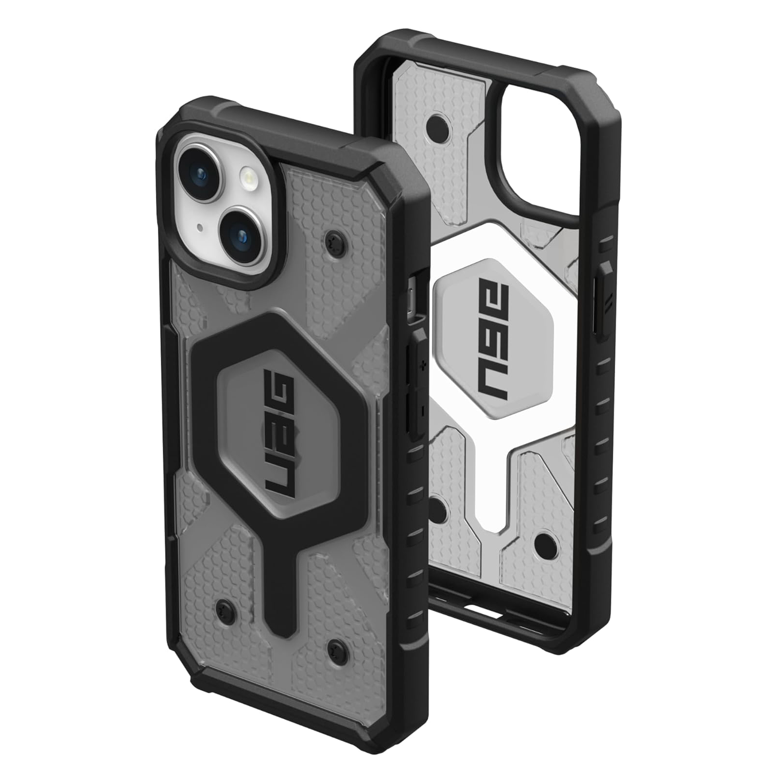 чехол uag pathfinder с поддержкой magsafe для iphone 15 pro прозрачный пепельный Чехол UAG Pathfinder для iPhone 15, Ash/Black