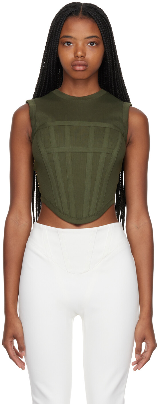 

Эксклюзивная зеленая майка-корсет SSENSE Dion Lee