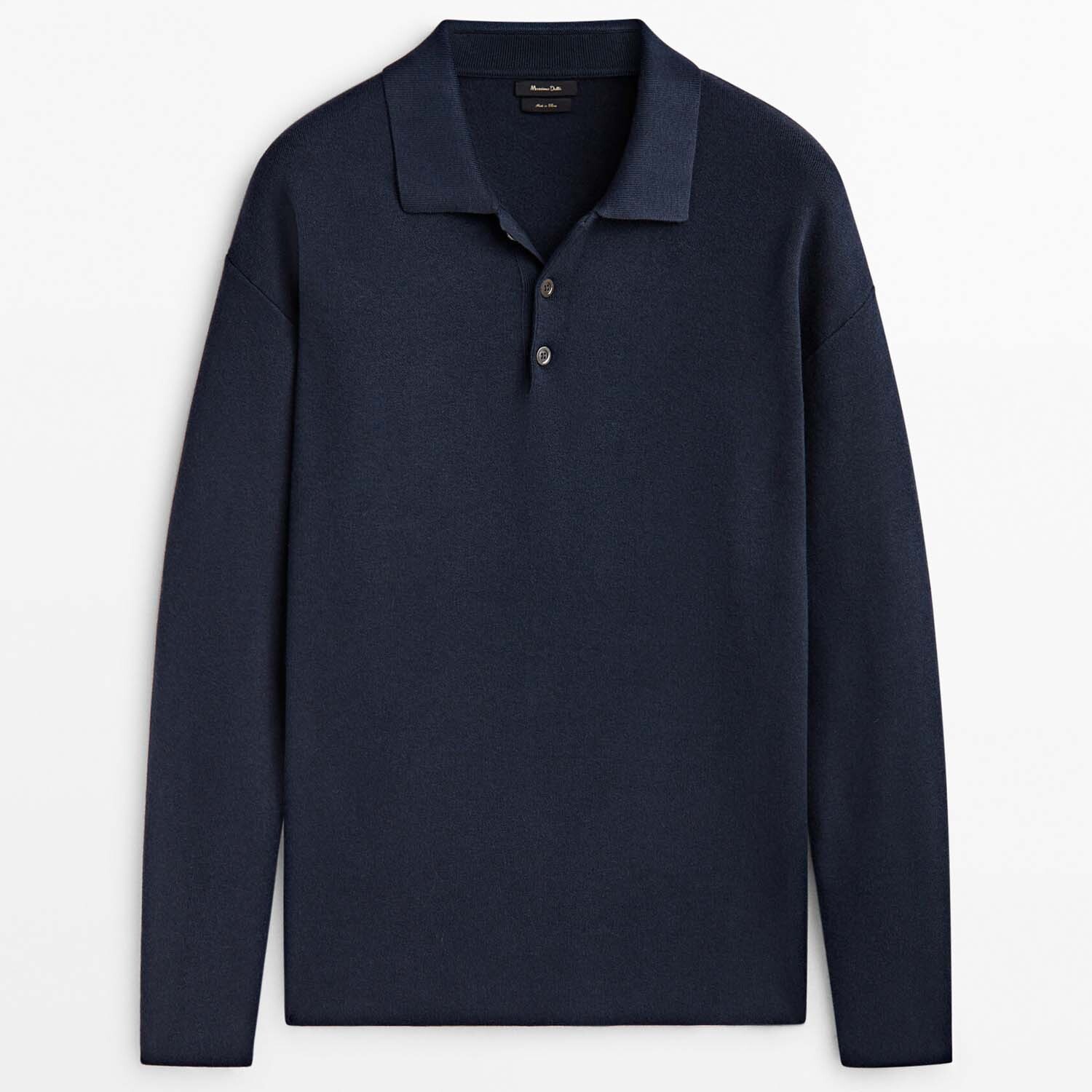 

Свитер Massimo Dutti Comfort Polo Collar Knit, темно-синий