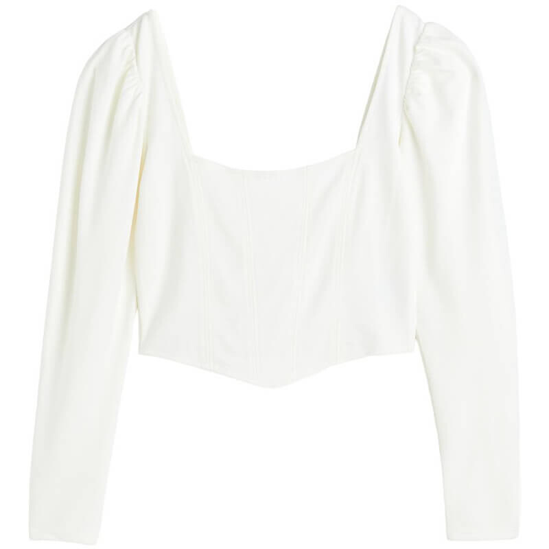 

Топ H&M Puff-sleeved corset, белый