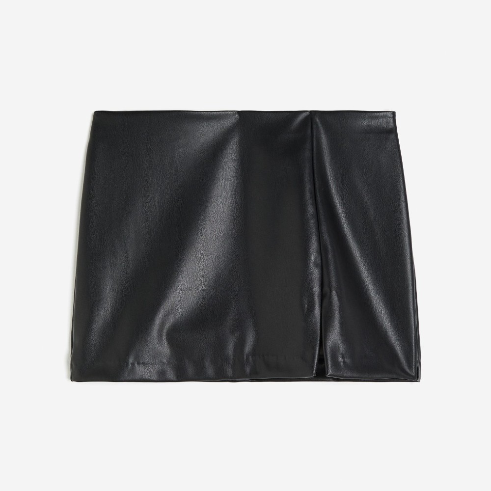Юбка H&M Slit-hem Mini, черный кожаная юбка облегающая бедра женская длинная юбка новинка весны 2022 модная облегающая юбка средней длины юбка с разрезом