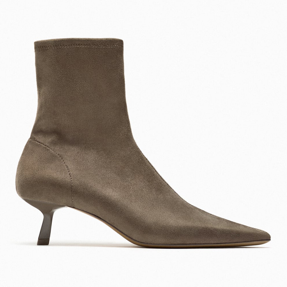 

Ботильоны на среднем каблуке Zara, песочно-коричневый