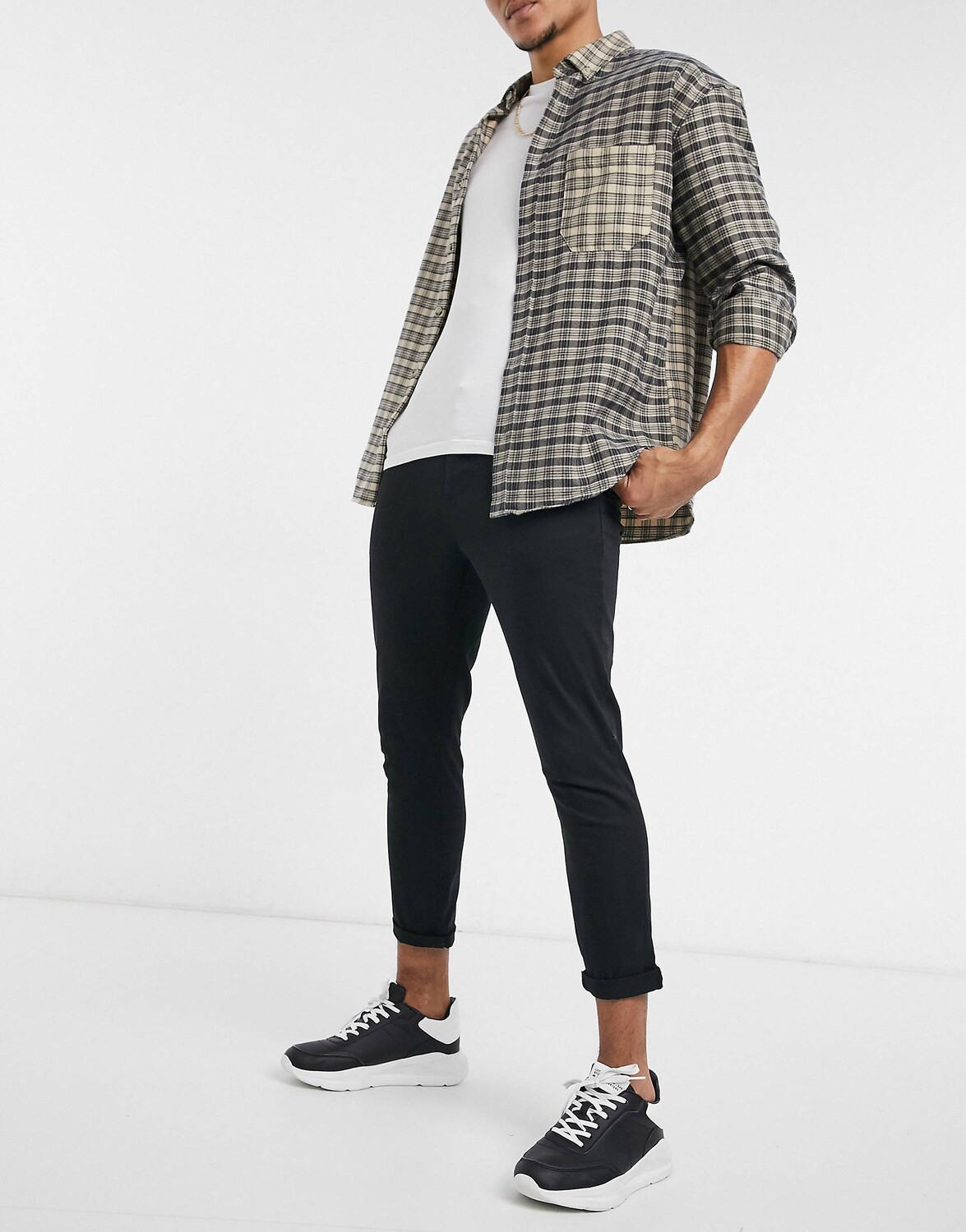 

Черные укороченные брюки чинос скинни ASOS DESIGN, Черный