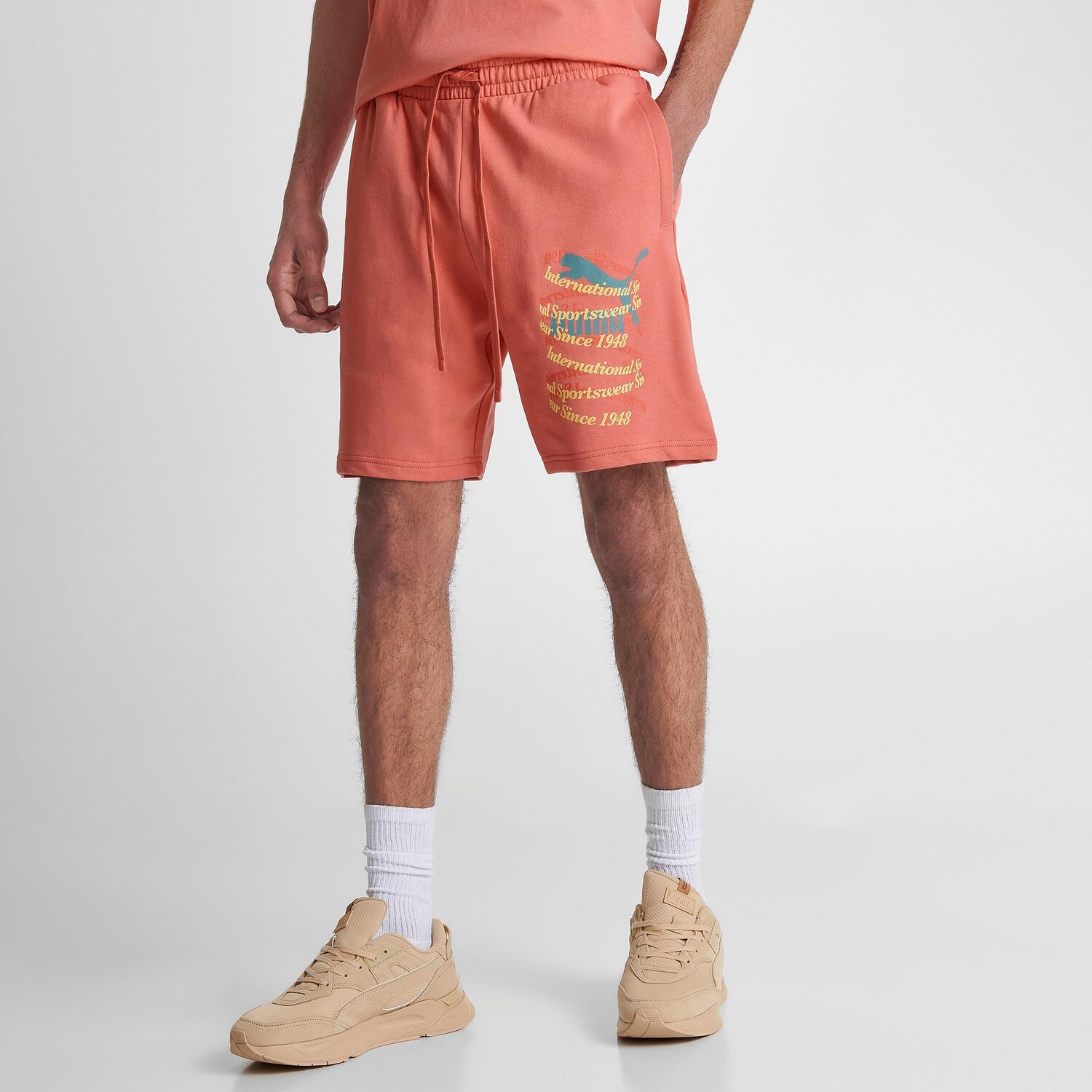 

Мужские флисовые шорты с логотипом Puma Sportswear International, розовый