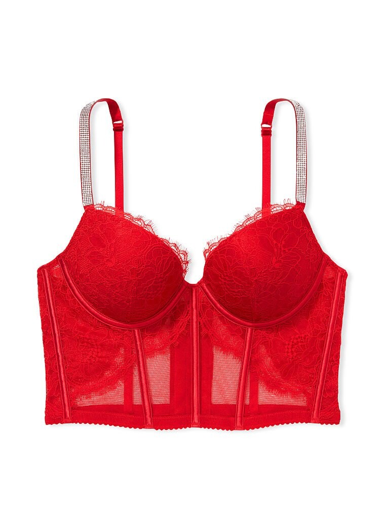 

Корсет Victoria's Secret Very Sexy Shine Strap Lace Push-up, красный