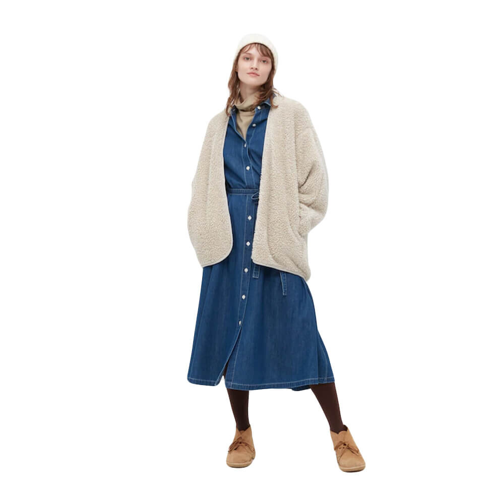 

Кардиган Uniqlo Light Pile Lined Oversized, натуральный