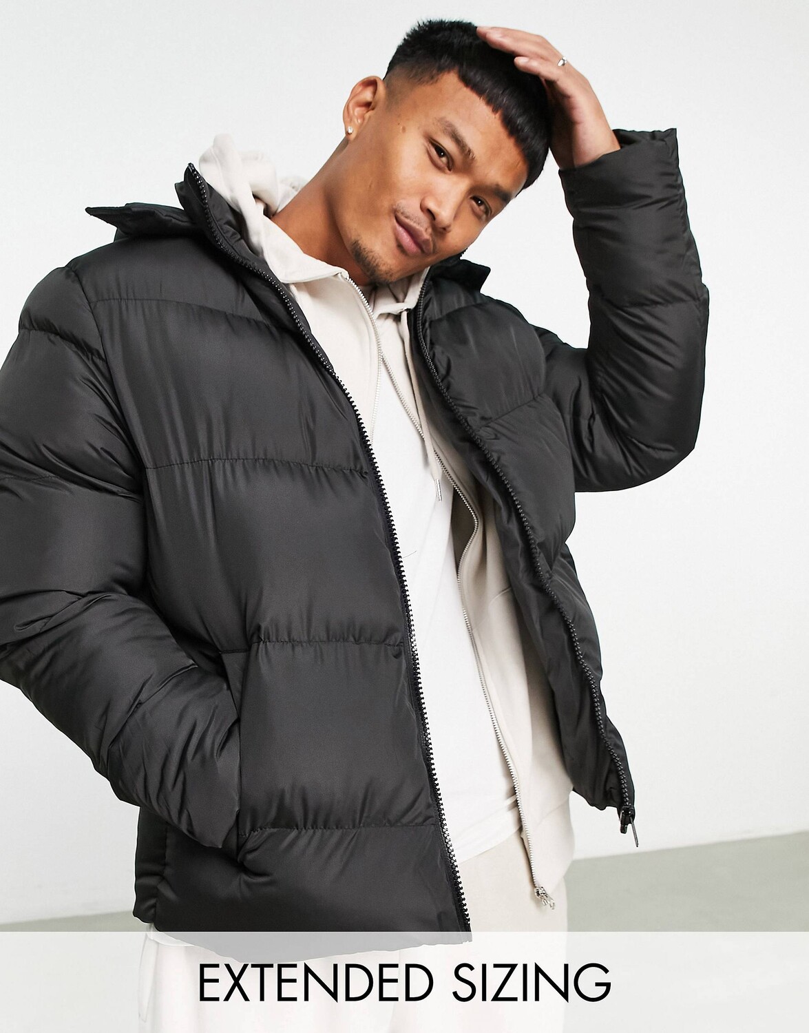 

Черная пуховая куртка со съемным капюшоном ASOS DESIGN, Черный