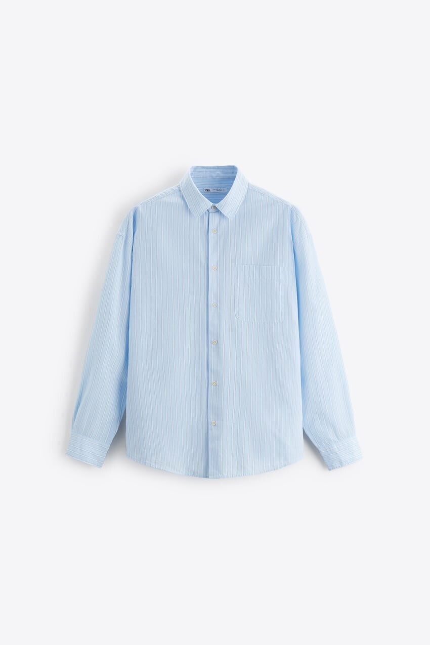 

Рубашка Zara striped oversize, голубой