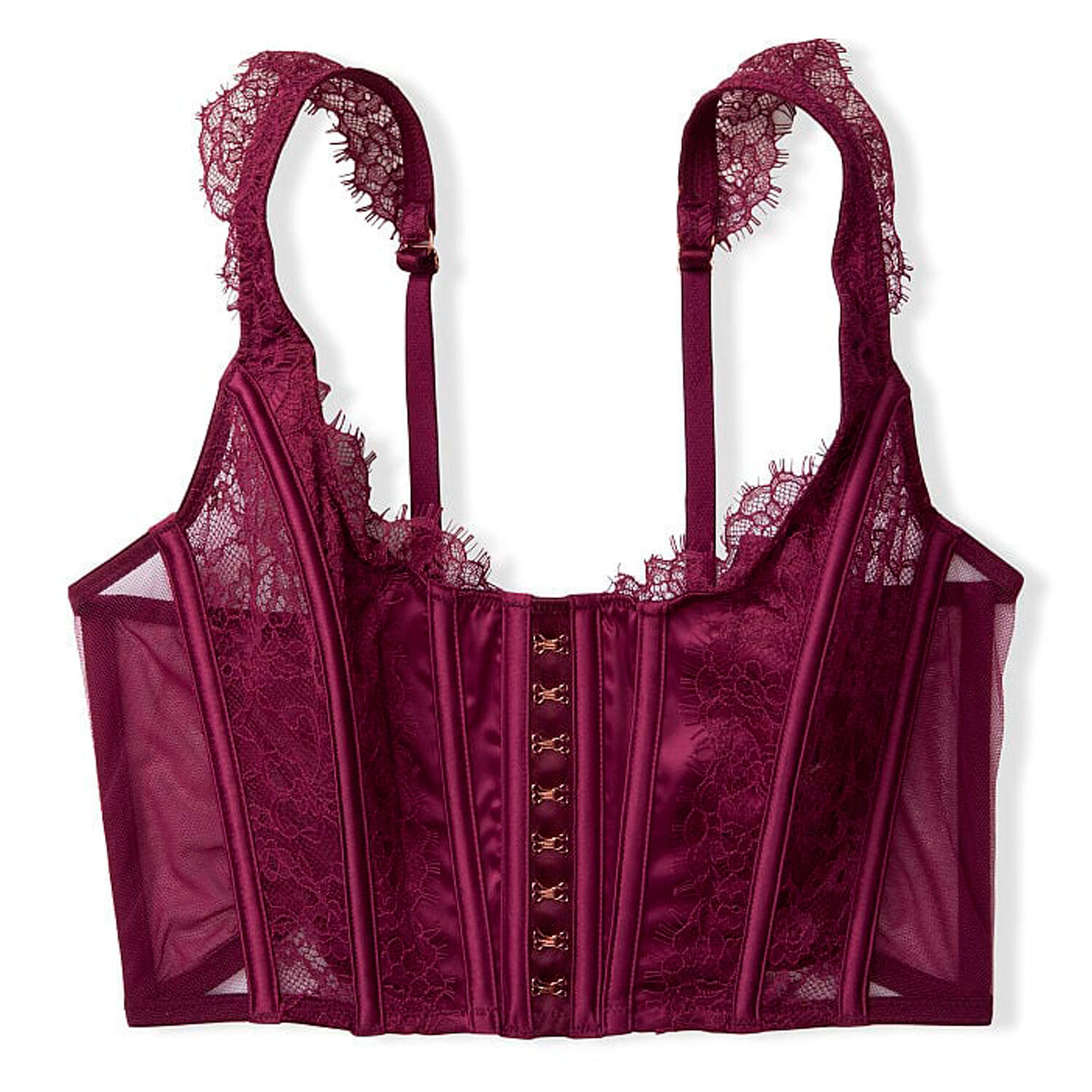 

Корсет с вышивкой и камнями Victoria's Secret Dream Angels Bejeweled Strap Unlined, темно-бордовый