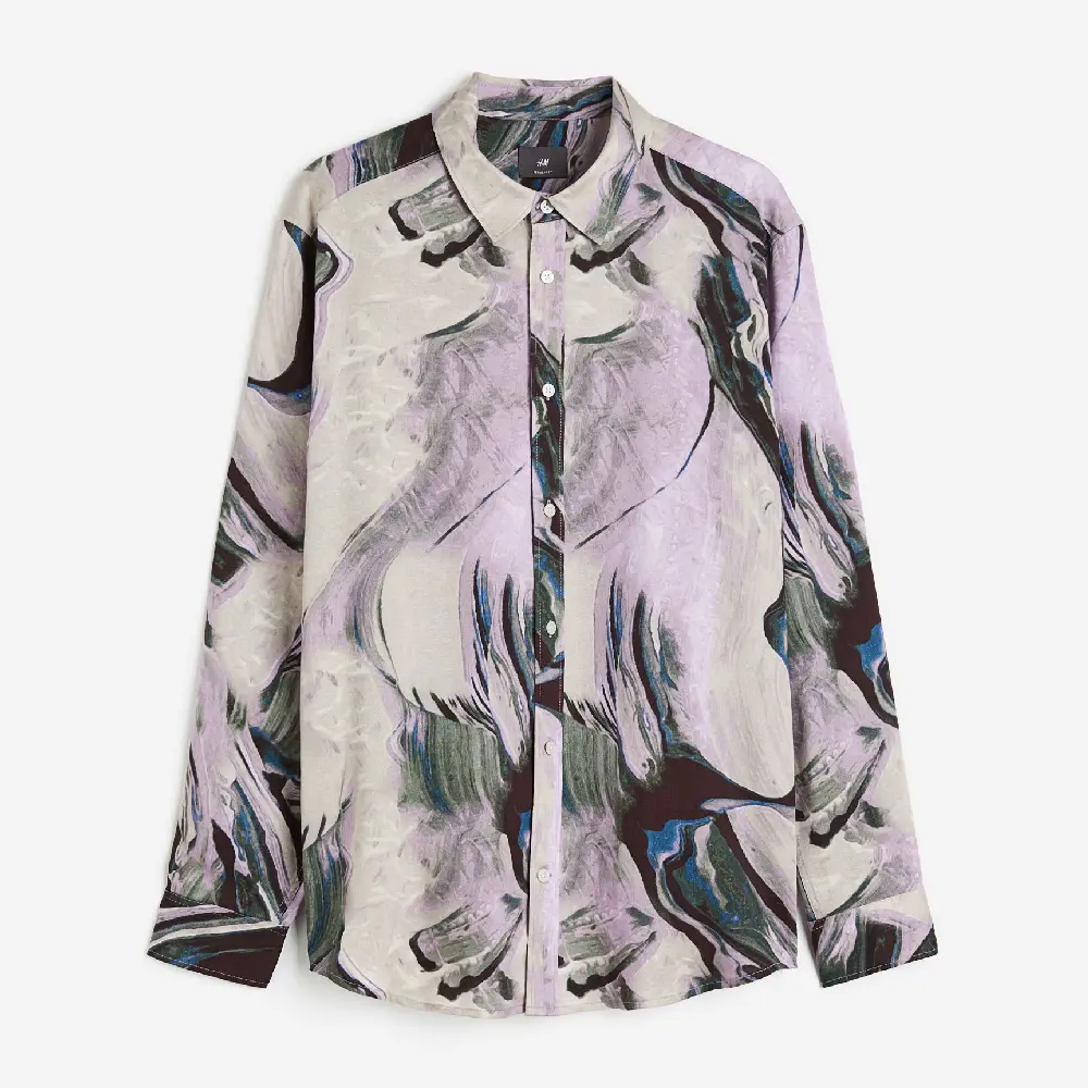 

Рубашка H&M Regular Fit Patterned Lyocell, фиолетовый