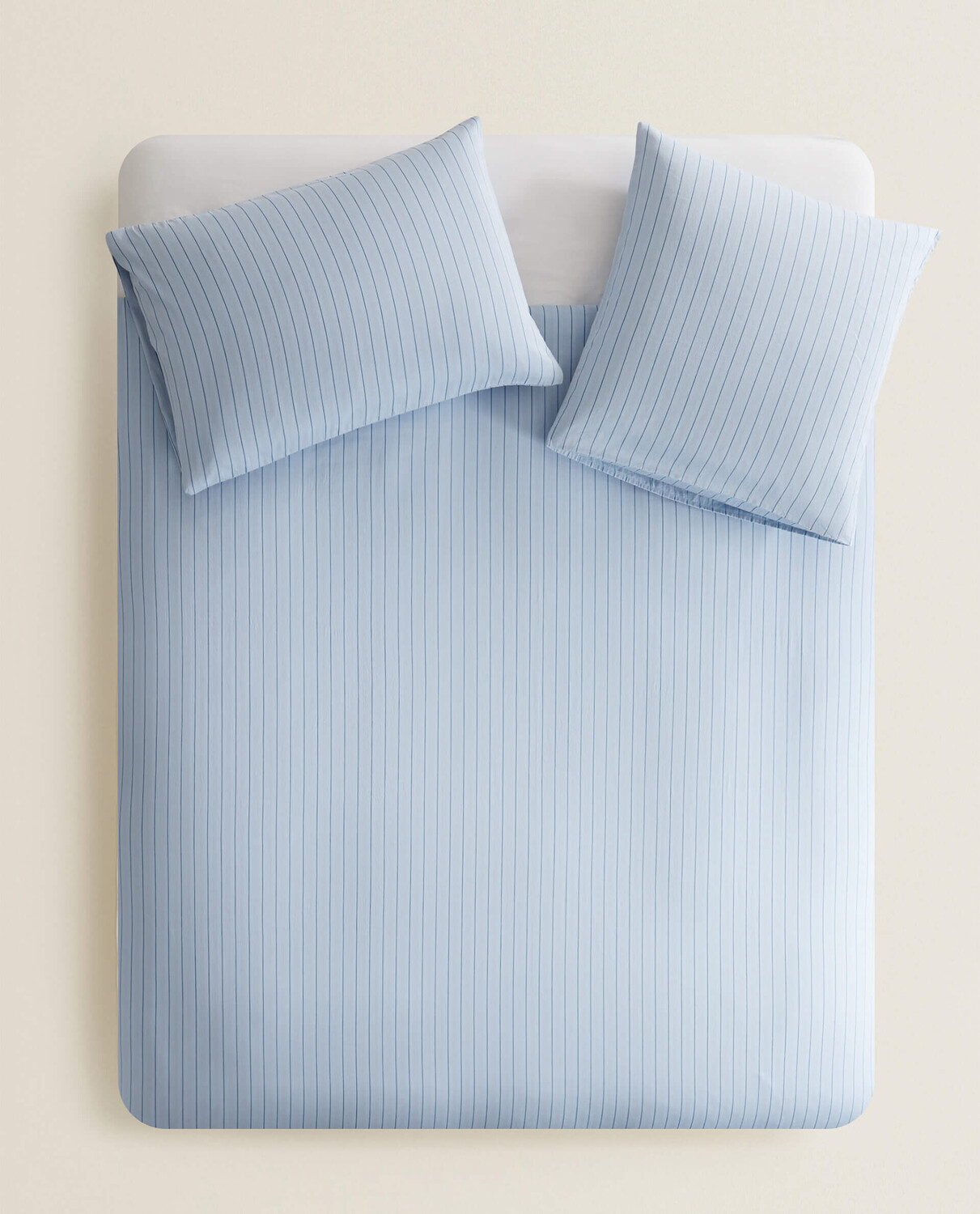 

Пододеяльник Zara Home 300 Thread Count Striped Washed Sateen, голубой