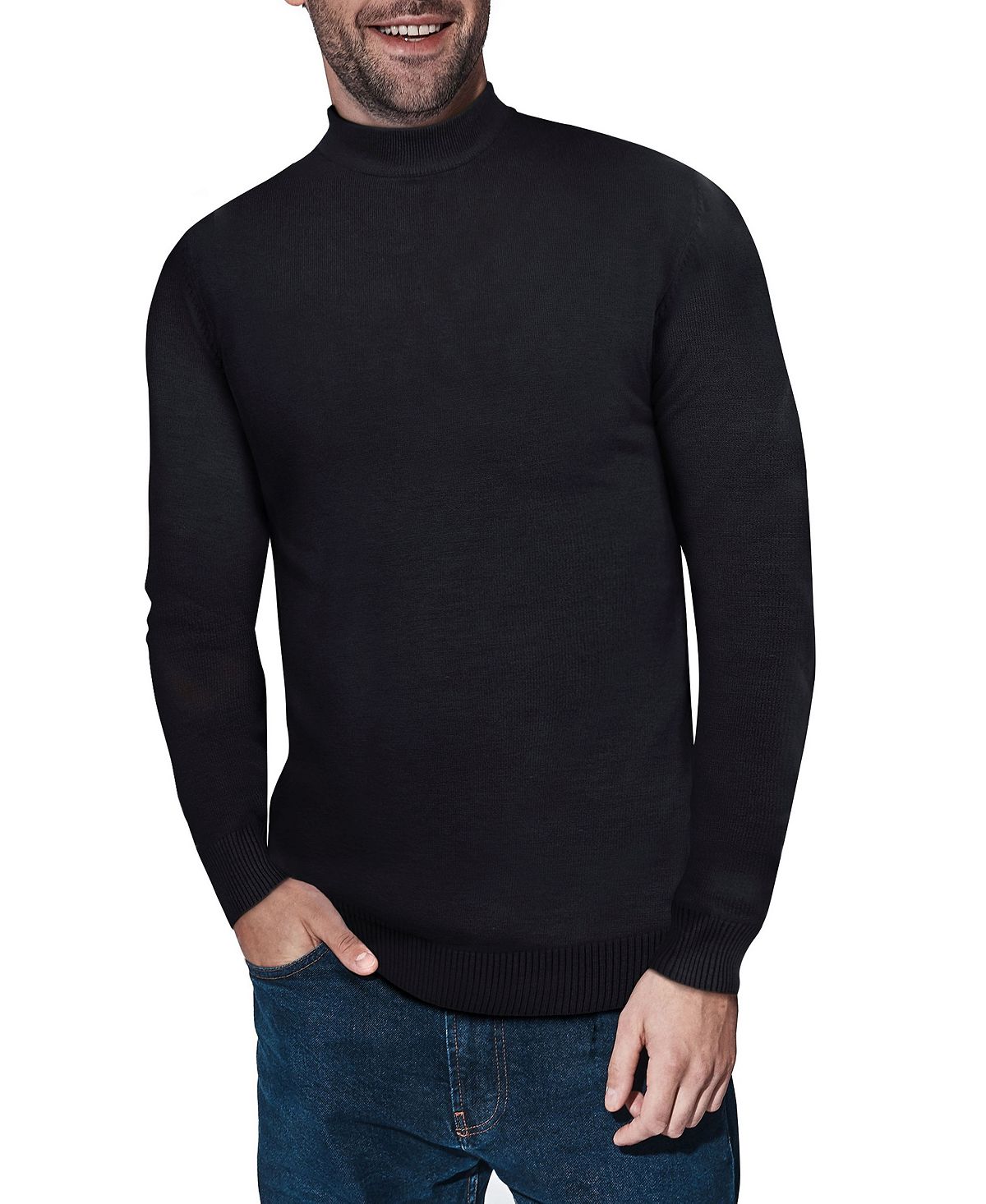 Мужской базовый пуловер средней плотности с воротником-стойкой X-Ray, черный мужской базовый пуловер средней плотности с воротником стойкой x ray