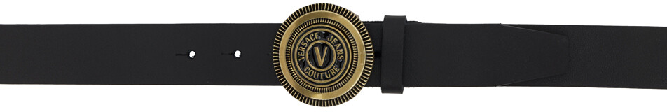 

Черный ремень с V-образной эмблемой Versace Jeans Couture
