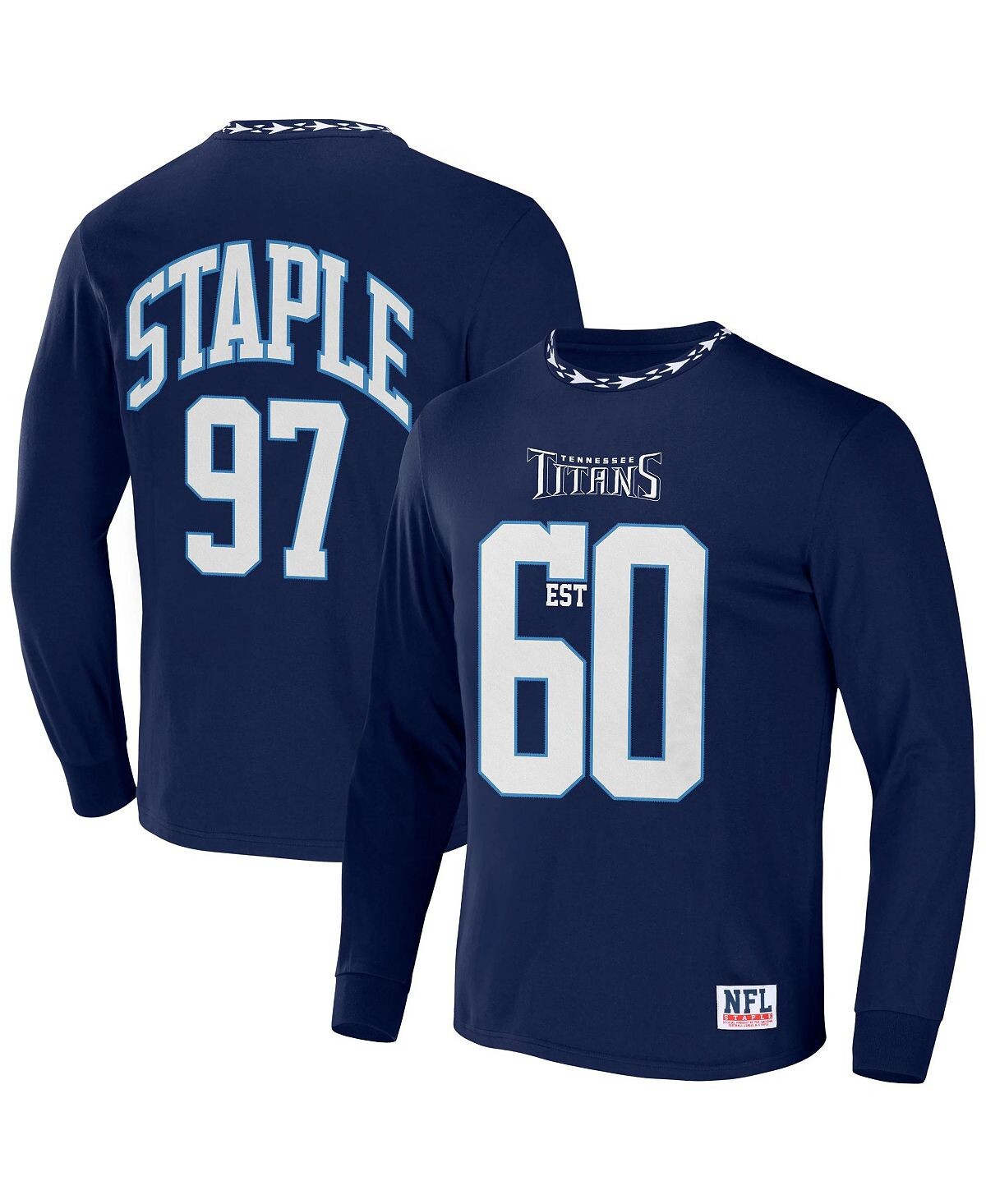 

Мужская футболка nfl x staple navy tennessee titans core с длинным рукавом в стиле джерси NFL Properties, синий