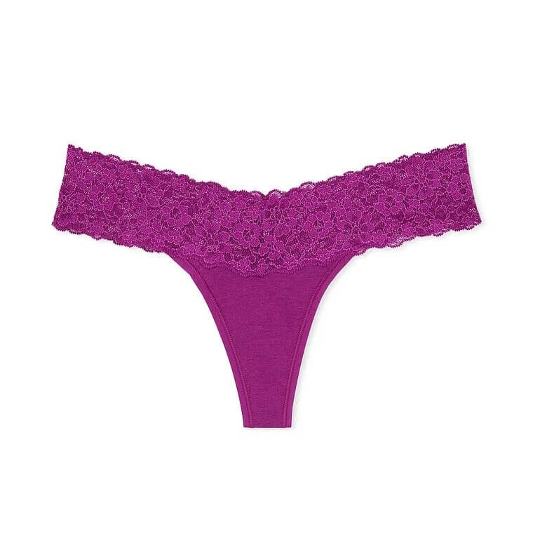 

Трусики-стринги Victoria's Secret The Lacie Lace-Waist Cotton, фиолетовый
