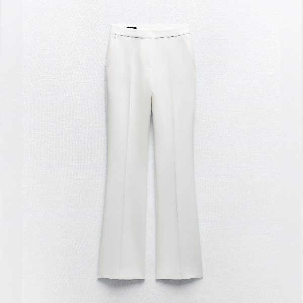 Брюки Zara Full Length Flare, белый брюки расклешенные с завышенной талией 36 fr 42 rus розовый