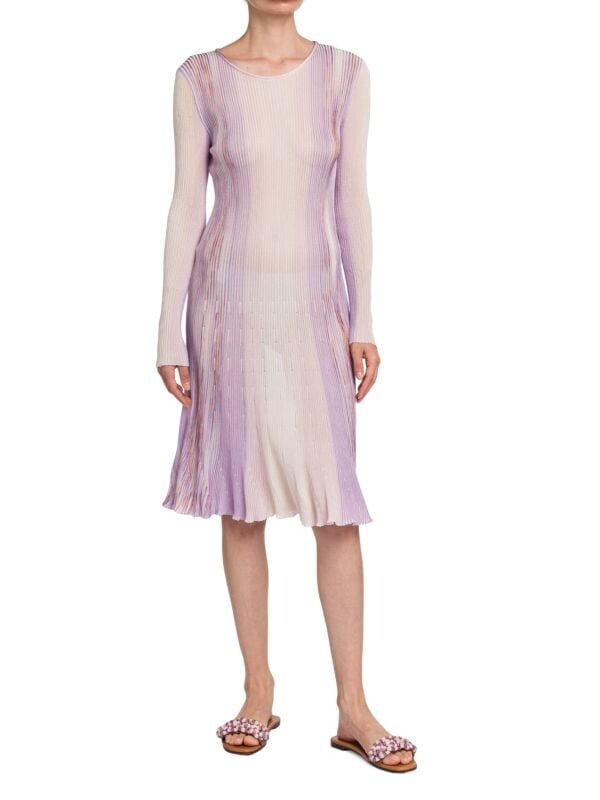 

Платье Трикотажное в Рубчик Missoni Purple с длинными рукавами, мультиколор
