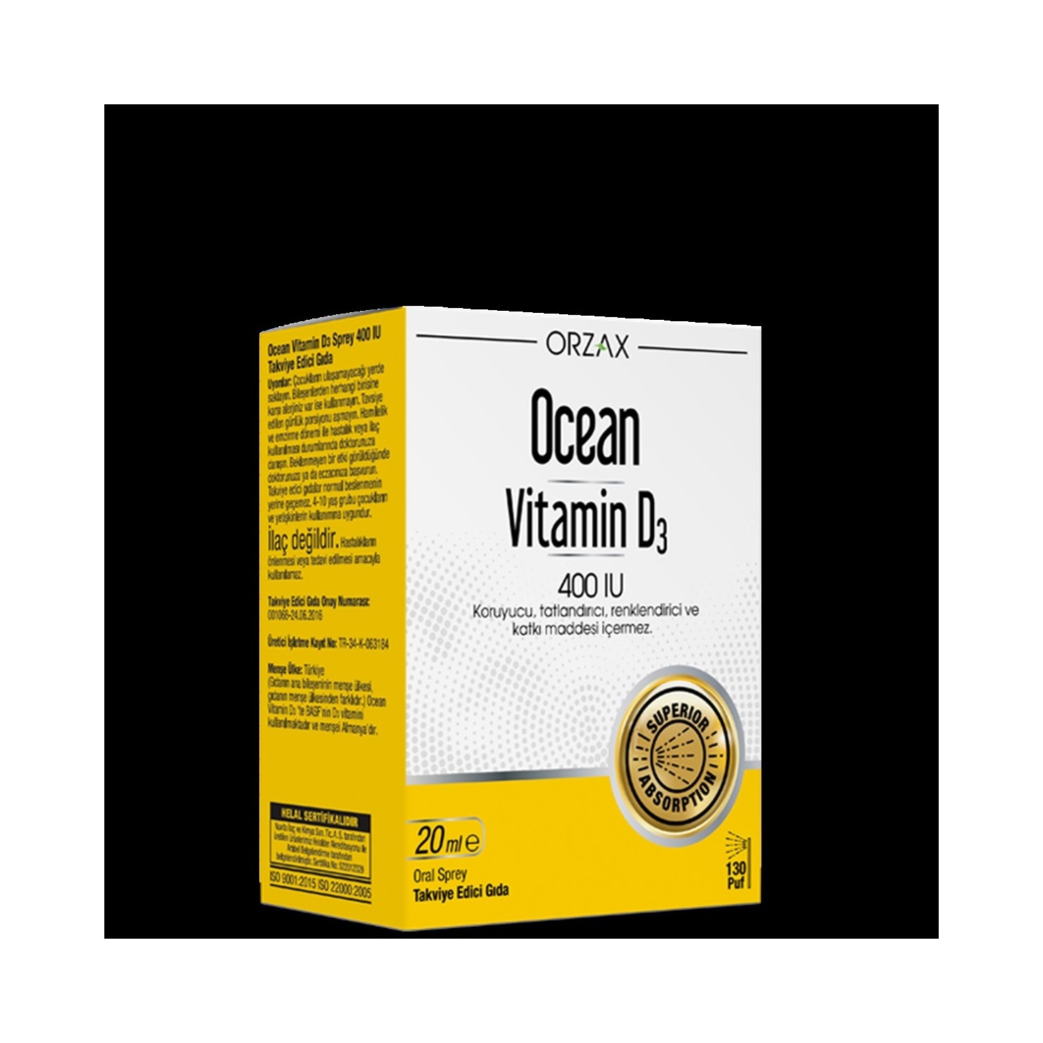 Спрей витамин D3 Ocean 400 МЕ, 20 мл спрей orzax ocean vitamin d3 600 ме 20 мл витамин с 1000 мг 30 таблеток