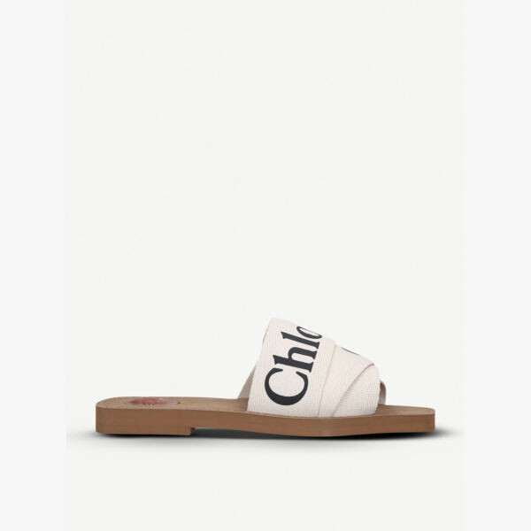 

Босоножки woody из парусины с логотипом Chloé, белый