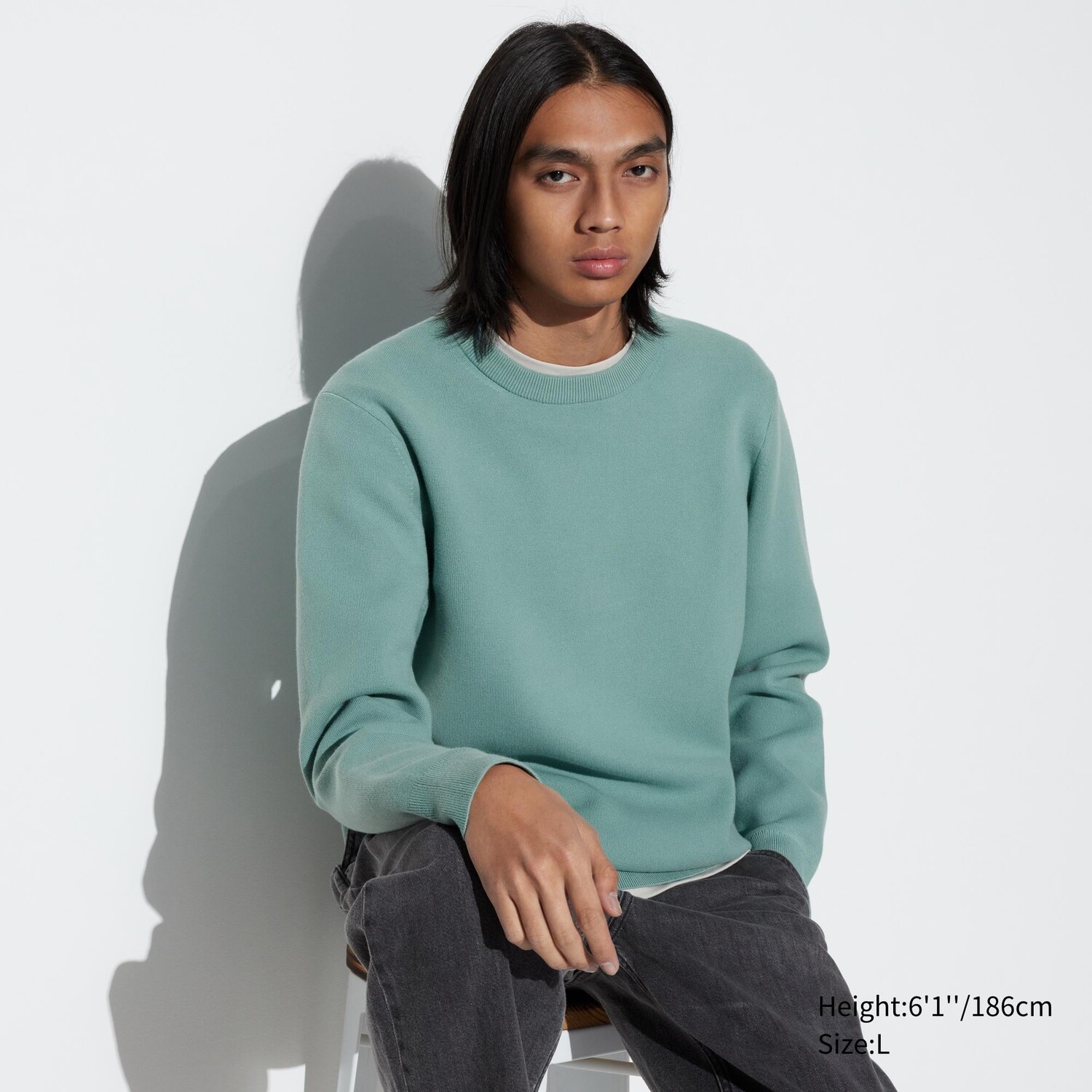 

Свитер Uniqlo мужской трикотажный с круглым вырезом, зеленый